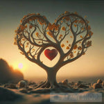 A Heart-Shaped Tree With A Sunset Background For Happy Valentines Day Ai Artwork