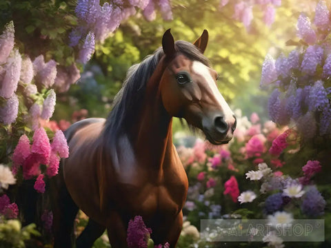 A Horse In A Field Of Flowers Animal Ai Art