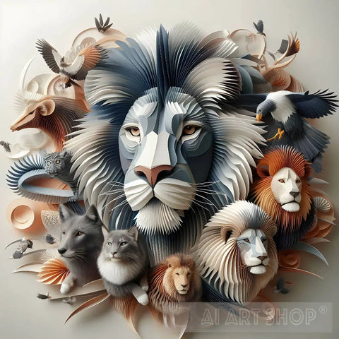 A Lion Among Jungle Animals Animal Ai Art