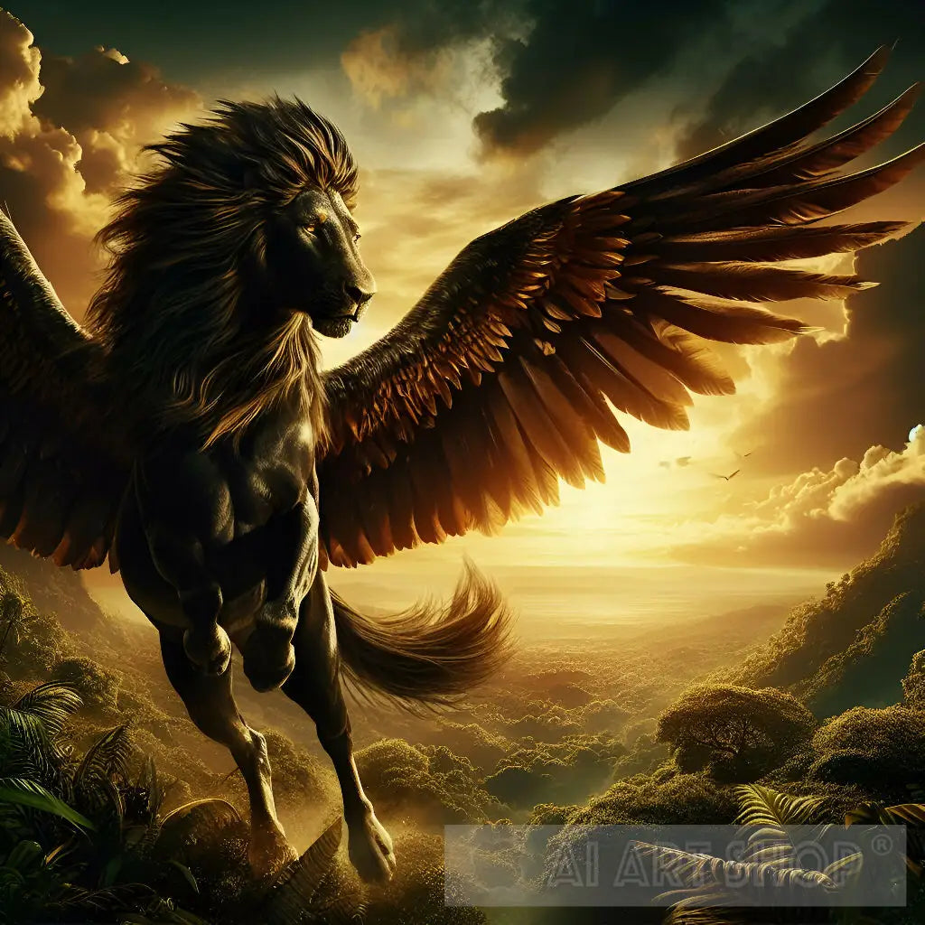 a lion-headed and winged horse