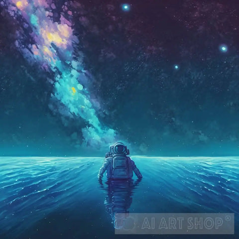 A Lonely Astronaut On A Water Planet Modern Ai Art