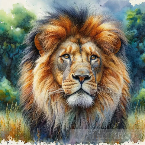 A Majestic Lion Rendered In Vibrant Watercolours 2 Animal Ai Art