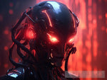 A Mesmerizing 3D Digital Illustration Of A Cyborg Head Emerging From The Darkness Ai Artwork