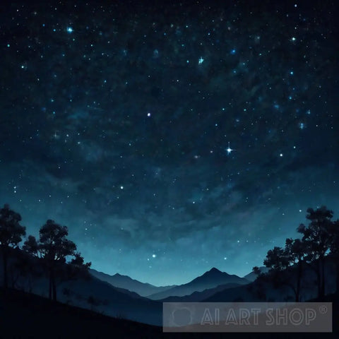 A Mesmerizing Blue Night Sky Landscape Ai Art