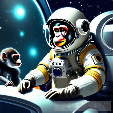 A Monkey A Space Suit In Sci Fi Scene Ai Painting