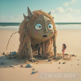 A Monster Under The Sand On A Beach Ai Painting