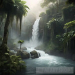 A Mystical Waterfall Hidden Within The Dense Jungle Ai Artwork