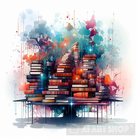 A Neon Inspired Design Of An Abstract Library Abstract Ai Art