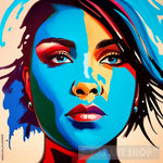 A Painting Of Womans Face With Colorful Blue Hair Ai Painting