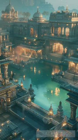 A Panoramic View Of The Celestial City Amaravati Ai Artwork