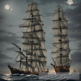 A Pirate Ship Walking In The Middle Of Water Ai Artwork