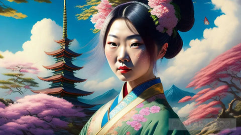 A Portrait Of A Young Japanese Lady Ai Painting