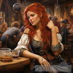 A Red Hair Girl Is Setting At A Bar Midlevel Times Ai Painting