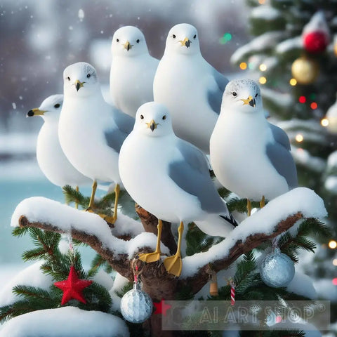 A Ring Billed Gull Merry Christmas Ai Artwork