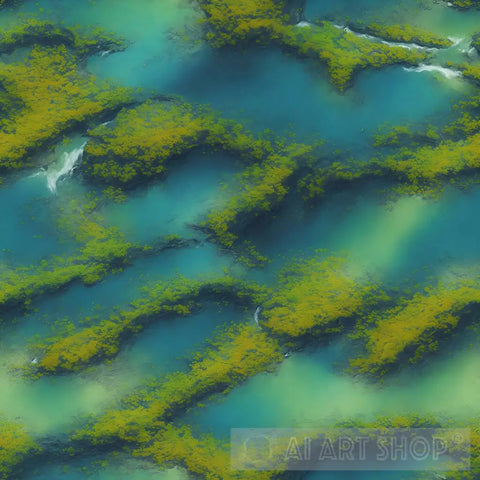 A River Adorned With Flowers. Nature Ai Art