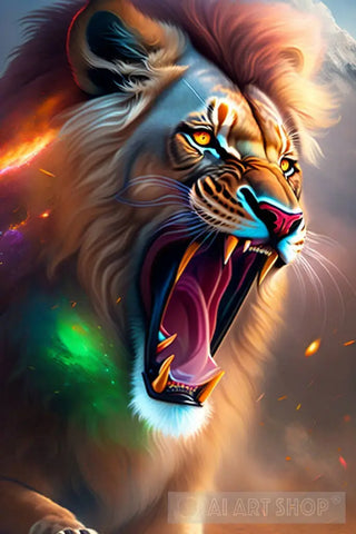 A Roaring Lion Spirit Animal Ai Art