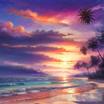 A Serene Beach At Sunset Nature Ai Art