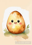 A Simple Watercolor Cute Baby Potato On Its Ai Artwork