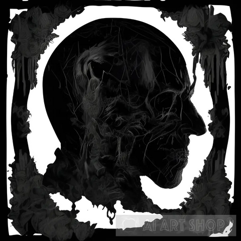 A Skeletal Head. Portrait Ai Art