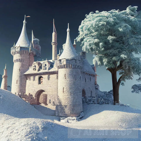 A Snowy Castle In The Renaissance Style Ai Painting