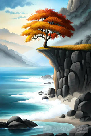 A Solitary Dance On The Cliffs Edge Landscape Ai Art