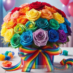 A Still Life Of Rainbow Roses For Pride Ai Artwork