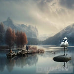 A Swan On The Lake In Winter Nature Ai Art