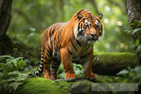 A Tiger In A Lush Green Forest Is Stunning Image That Captures The Essence Of This Animals Natural