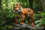 A Tiger In A Lush Green Forest Is Stunning Image That Captures The Essence Of This Animals Natural