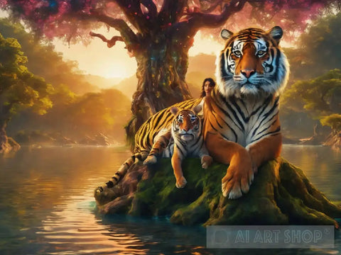 A Tiger Under Tree Ai Artwork