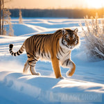 A Tigress Is Walking Along The Snow Ai Artwork