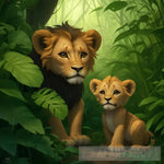 A Tiny Lion With Big Heart In The Lush Green Jungle Animal Ai Art