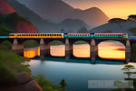 A Train Passes Through The Nine-Arch Bridge In Sri Lanka Landscape Ai Art