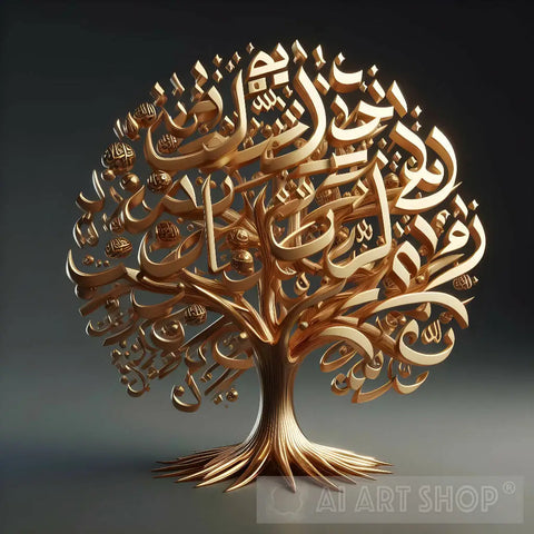 A Tree Composed Of Arabic Letters Ai Painting