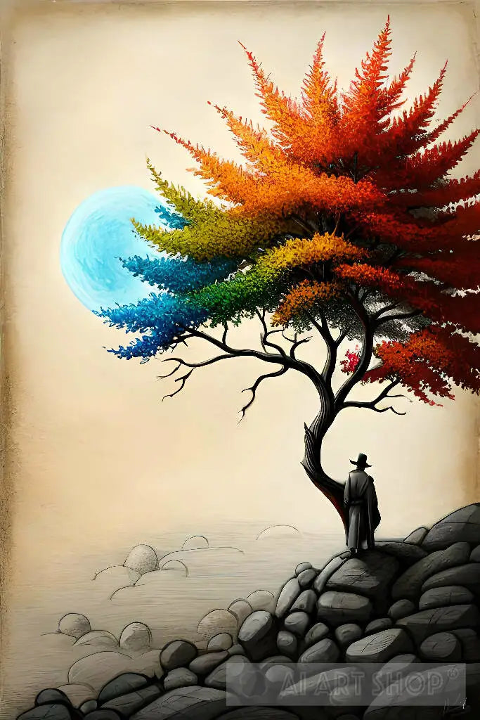 A Tree's Whispers Amidst Rocky Reverie