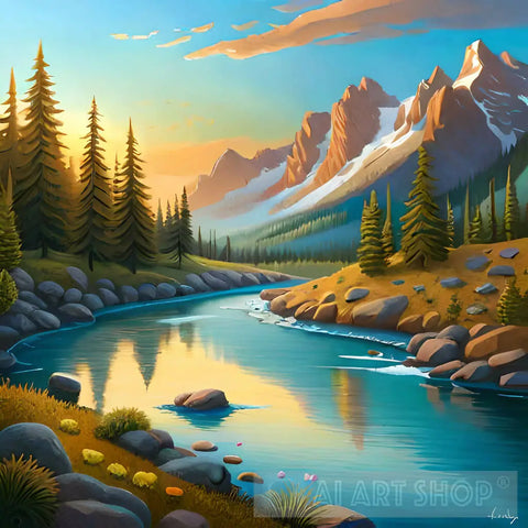 A Valley And River 3 Of 4 Nature Ai Art