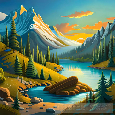 A Valley And River 4 Of Nature Ai Art