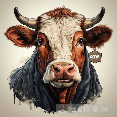 A Vector Art Graphic Of A Christmas Themed Cow Animal Ai Art