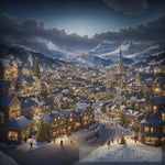 A View Of A Town At Christmas Ai Painting