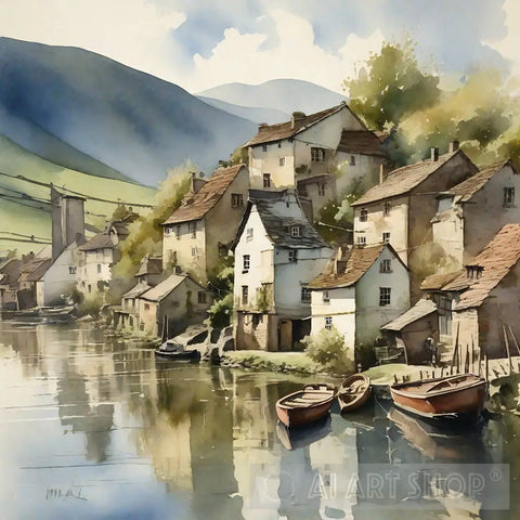 A Village By River Ai Artwork