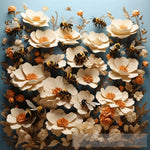 A Wall Picture Of Bees Among Flowers Landscape Ai Art