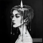 A White Drawing Woman Head With A Candle Portrait Ai Art