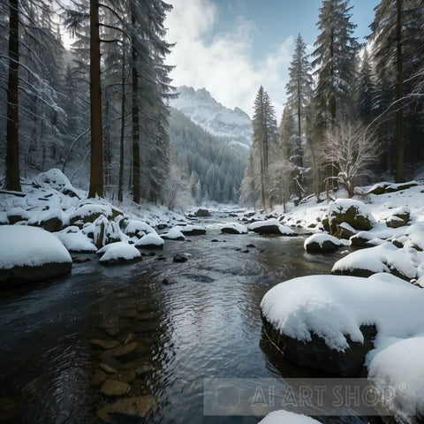 A Winter Wonderland In A Swiss Forest Captures The Essence Of Landscape Landscape Ai Art