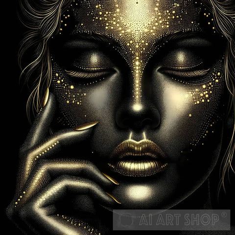 A Woman In Gold And Black Painting Ai