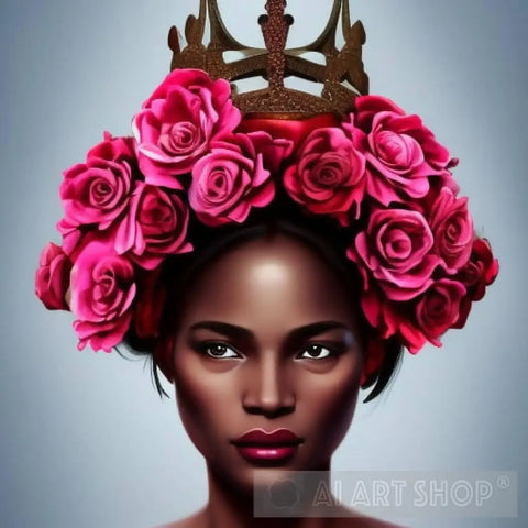 A Woman Wearing A Crown And Roses Portrait Ai Art