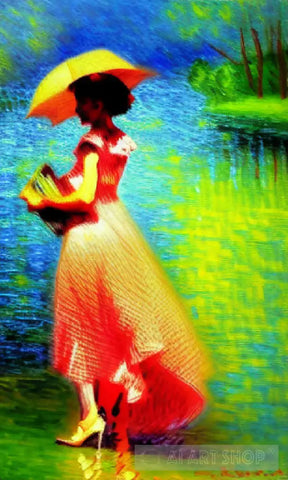 A Woman With An Umbrella Impressionism Ai Art