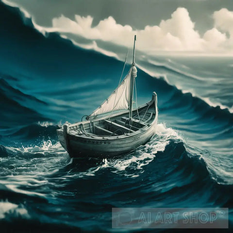 A Wooden Boat On A Deep Ocean Abstract Ai Art