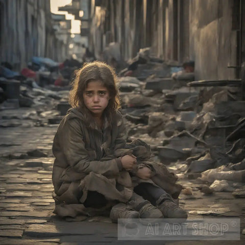 A Young Girl Cries From Poverty And Begging Expressionism Ai Art