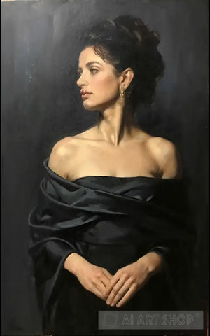 A Young Woman With Black Dress Portrait Ai Art