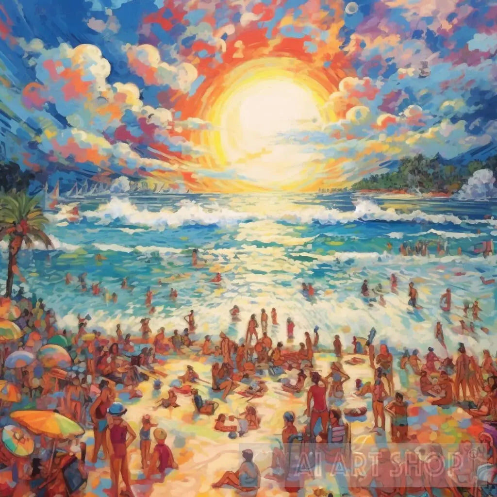 Abstract Beack Late Abstract AI Painting - Beach